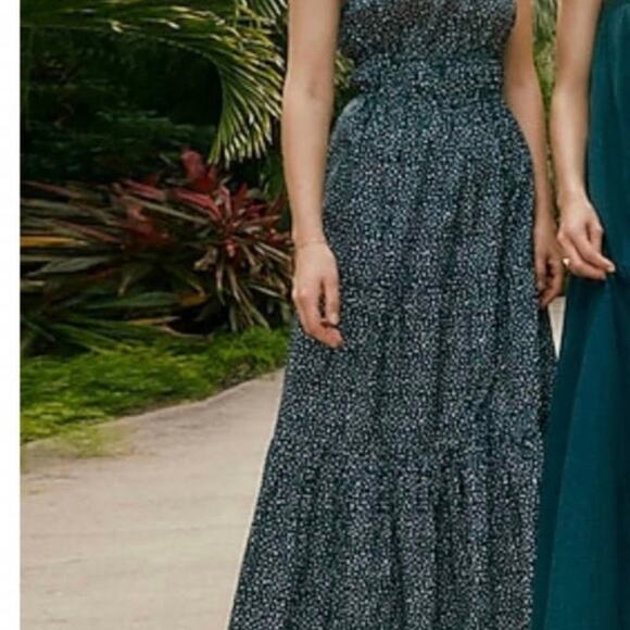 Classic J. Crew Tiered Maxi Dress with Convertible Straps in Navy Size: Medium - Picture 2 of 6